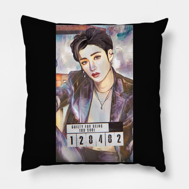 K-pop Stray Kids Bang Chan Fan Art Pillow by ArtFulArts