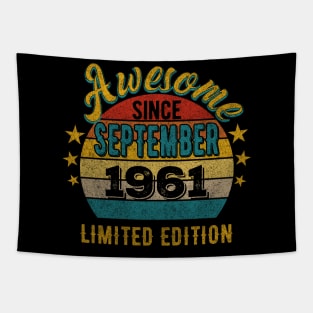 61 Year Old 61st Birthday Design for September 1961 born Limited Edition Legend BDay Gift Tapestry