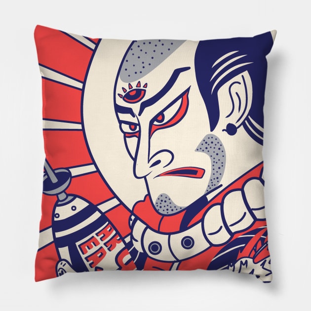 Japan space adventure Pillow by Area999