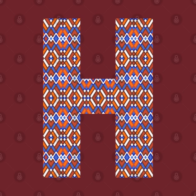 Monogram Letter H- geometric pattern by RinaMosaics