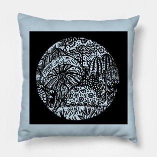 Mushroom Circle Var 1 - Black Surround - Transparent Centre - Aussie Tangle by Heather Pillow