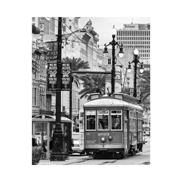 New Orleans Red Streetcar B+W by jforno