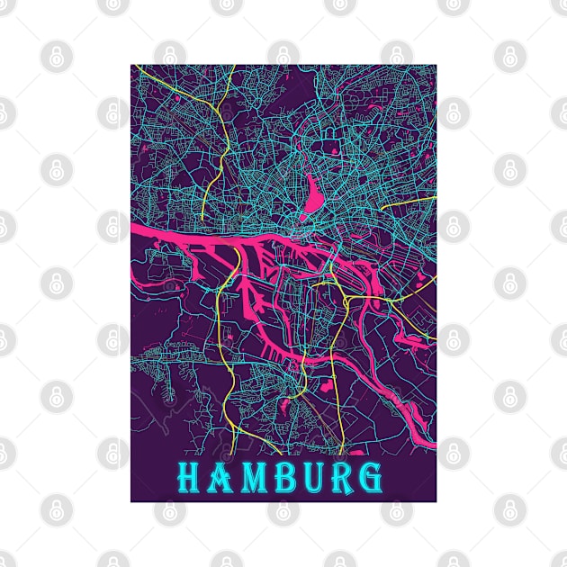 Hamburg Neon City Map by tienstencil