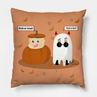 Pumpkin Aziraphale and Ghost Crowley Pillow