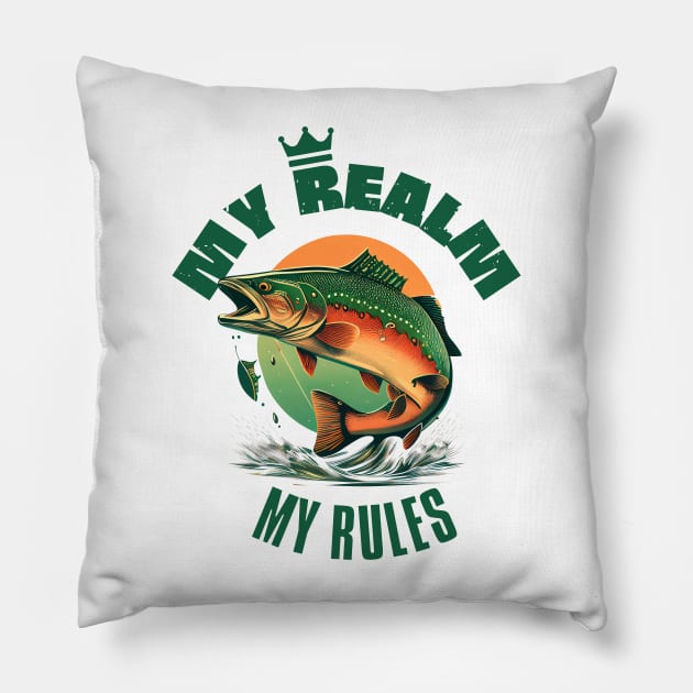 Fishing with norm, fish realm Pillow by GraphGeek