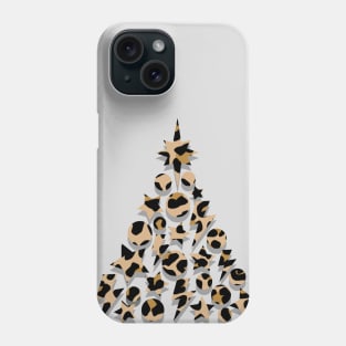 Leopard Print Christmas Tree, Lightning, Star and Baubles Phone Case