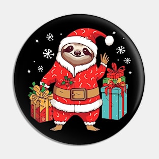 Funny Sloth Santa Claus Merry Christmas Xmas Sloth Lover Pin