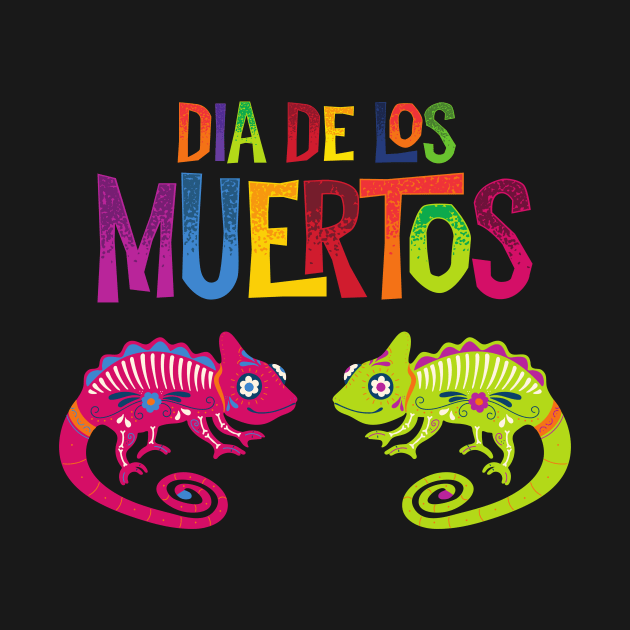 Dia de Los Muertos Sugar Skull Lizards by Blue Raccoon Creative