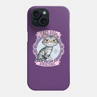 Beautiful Kitty Cat on Purplish Wreath with Cats are Amazing Phone Case