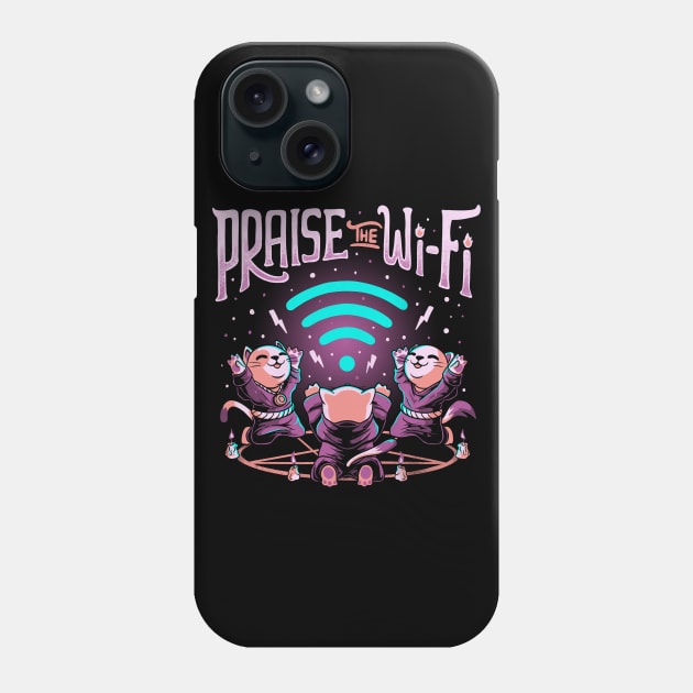 Praise the Wifi Funny Evil Worship Cats Phone Case by eduely