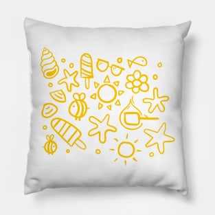 summer items yellow - sun ice cream bee seastar sea elements warm Pillow