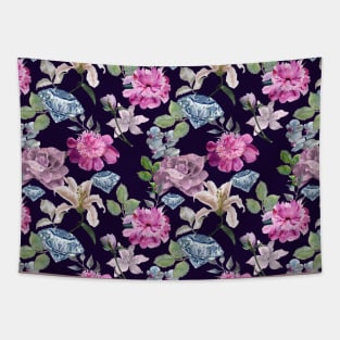 Diamond and flowers Tapestry