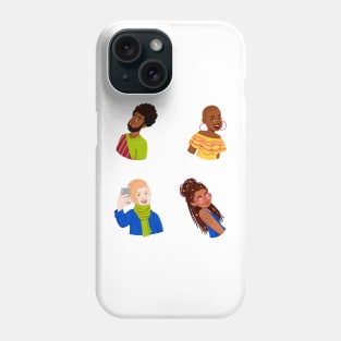 representative structure illustration of cartoons of black people featuring different people. Phone Case