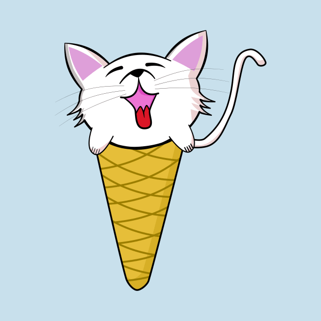 Cute Kawaii Cat in Ice Cream Cone by KawaiinDoodle