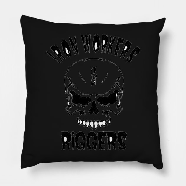 Iron Worker skull Pillow by  The best hard hat stickers 