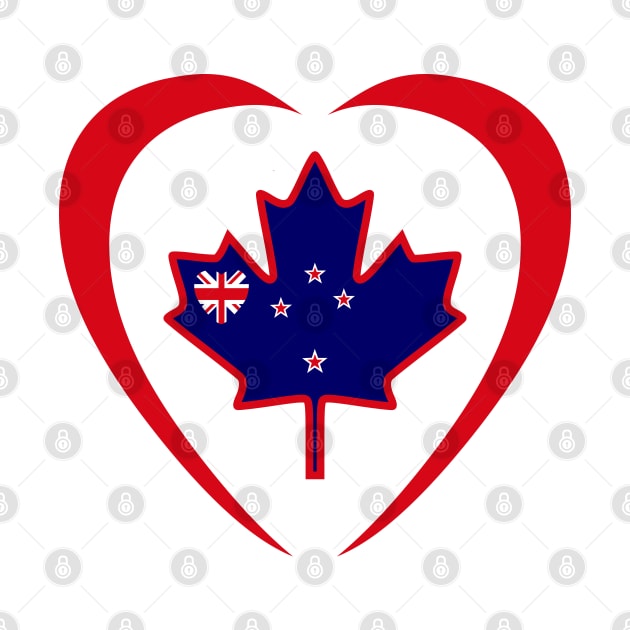 New Zealander Canadian Multinational Patriot Flag Series (Heart) by Village Values