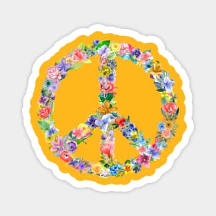 Peace Sign (Watercolor Flower Wreath) Magnet