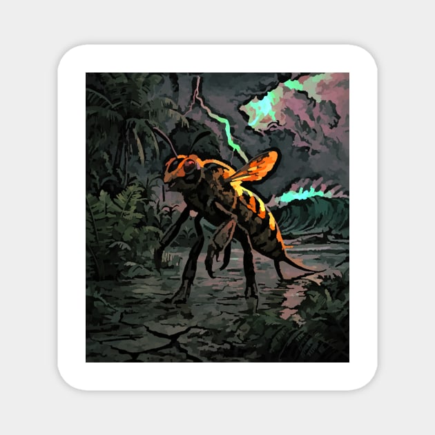 watercolor honey bee dinosaur nightmare Magnet by Catbrat