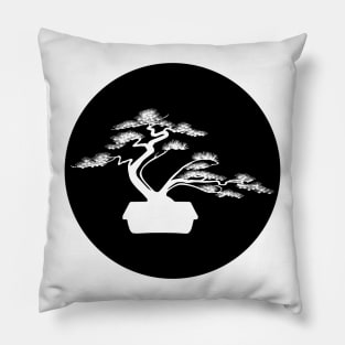 Bonsai tree in black circle Pillow