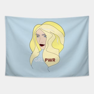 Women Portrait Illustration GRL Pwr Light Hair blue Tapestry