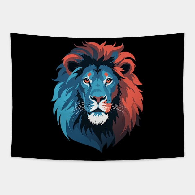 Blue Red Lion Tapestry by VALCO