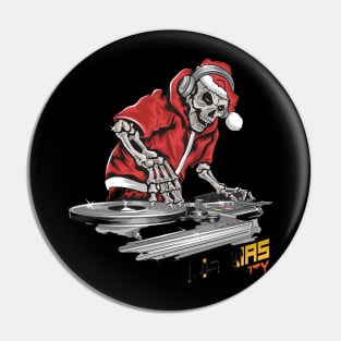 skull santa claus with christmas jacket hat dj party illustration Pin