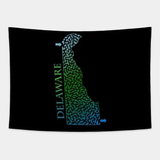 Delaware State Outline Colorful Maze & Labyrinth Tapestry