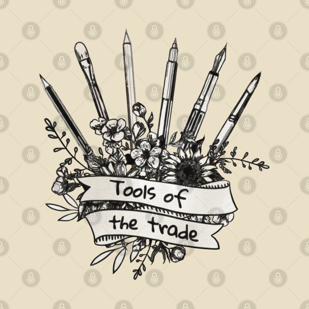 Tools of trade for artist, drawing, painting, writer and poet by Collagedream