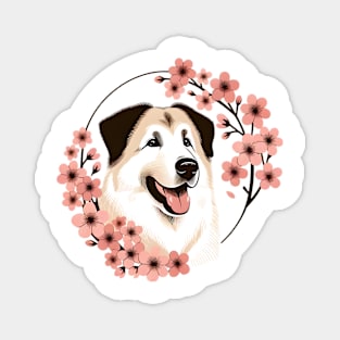 Anatolian Shepherd Dog Enjoys Spring's Cherry Blossoms Magnet