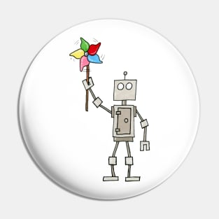 Rainbow Pinwheel Robot Pin