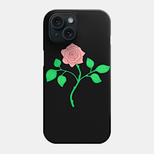 A Single Rose with Stem and Leaves Phone Case