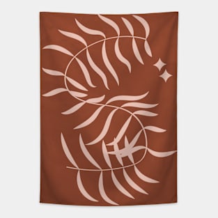 Botanical Plant Leaf Earth Tones Boho Brown Terracotta Tapestry