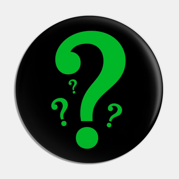 Green Question Mark Pin by RetroArtCulture