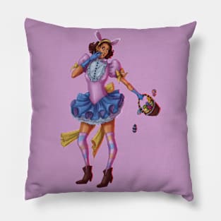 Clumsy pinup with Easter eggs Pillow