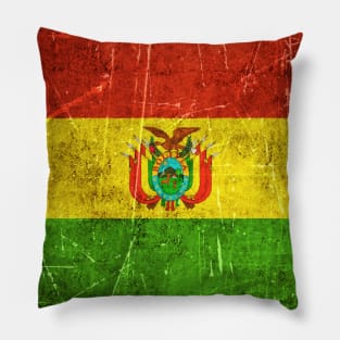 Vintage Aged and Scratched Bolivian Flag Pillow