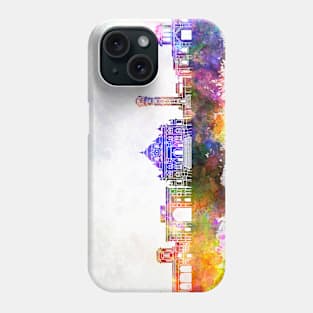 Ahmedabad skyline in watercolor background Phone Case