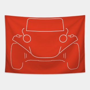 1960s classic dune buggy car white outline graphic Tapestry