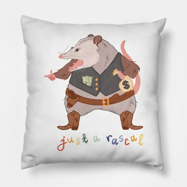 Calamity Osborn the Opossum Outlaw Pillow by MissCassieBee