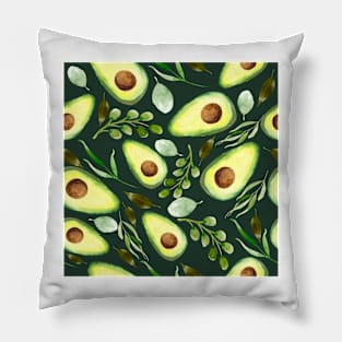 Avocados and Greenery | Watercolor | Pattern Pillow