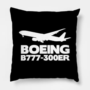 Boeing B777-300ER Silhouette Print (White) Pillow