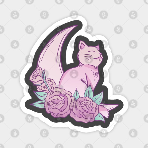 Floral Lunar Cat Magnet by MimicGaming