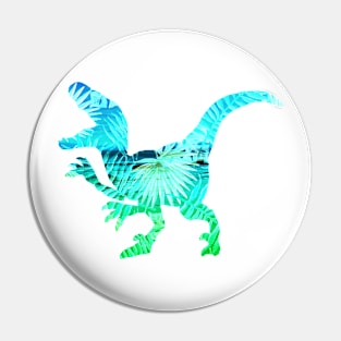 Aqua & Green Palm Dinosaur Pin