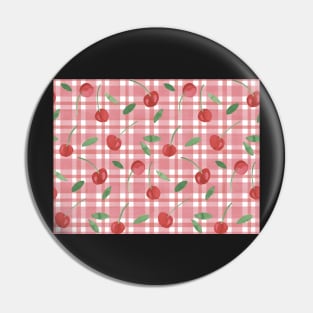 Cheery Cherry Check | Red Picnic Gingham Style Pattern Pin