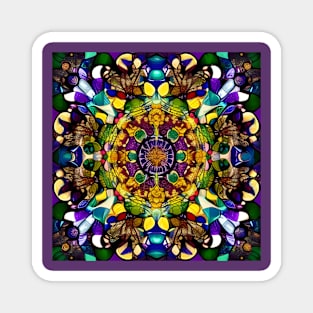 Crystalline Stained Glass Flower Mandala Magnet