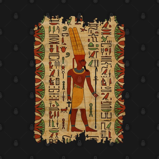 Egyptian Amun Ra - Amun Re Ornament on papyrus by Nartissima