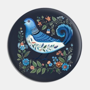 Blue Bird Scandinavian Art Pin