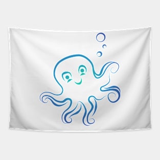 sweet Kraken Doodle in blue Tapestry