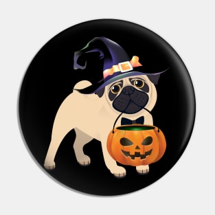 Halloween Pug Scary Pumpkin Costume Pin