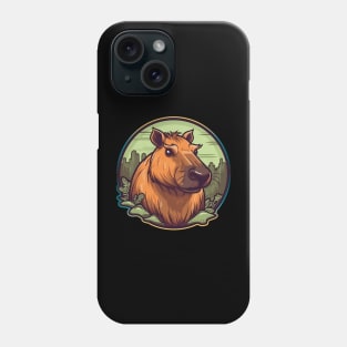 Orange capybara in green pond Phone Case