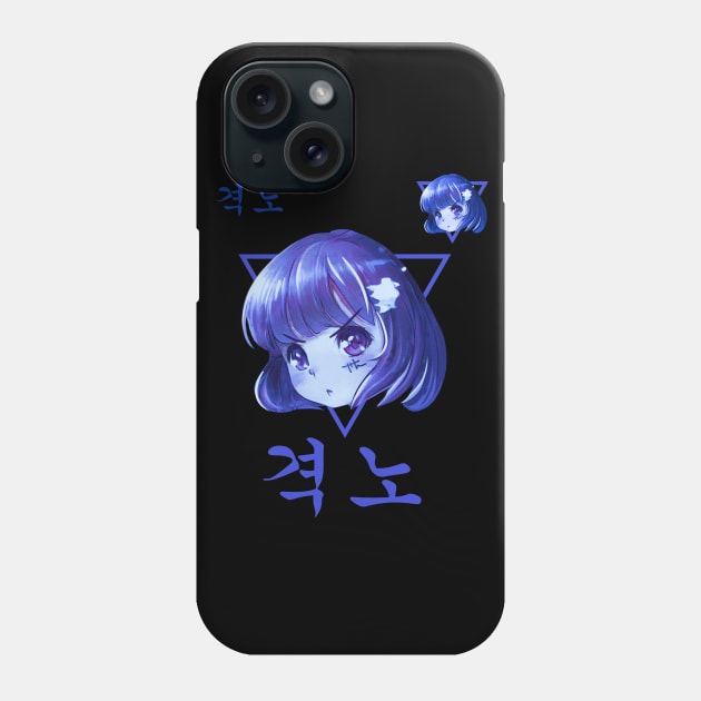 Korean Сasual Street Style Blue Anime Girl Phone Case by Danialliart